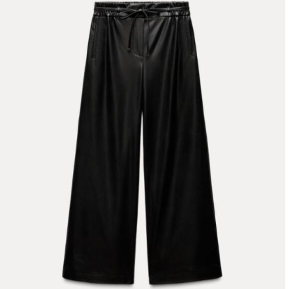 Zara - Faux Leather Wide Leg Pants - NWOT - Picture 1 of 5